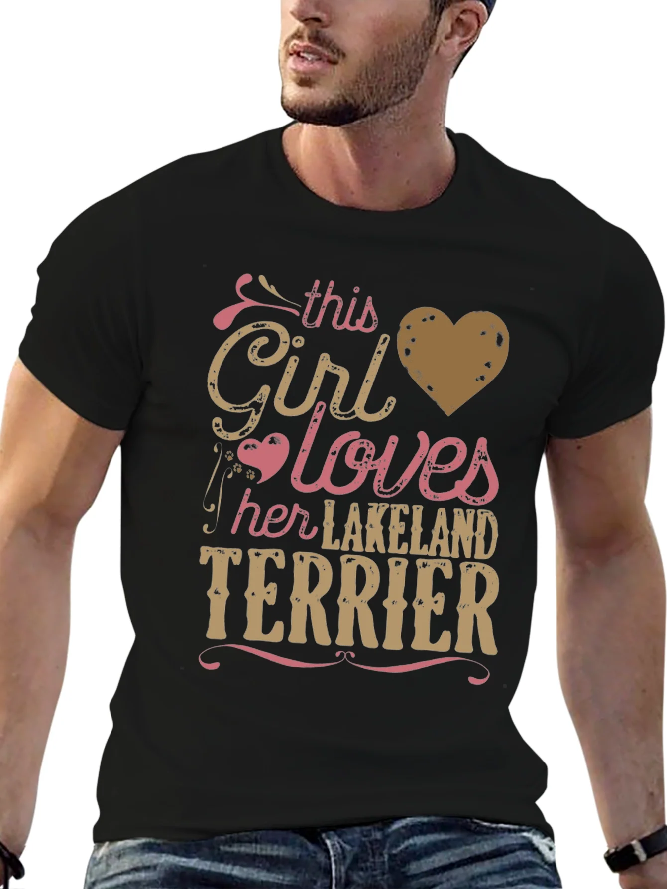 Girl Loves Lakeland Terrier Tee - Black