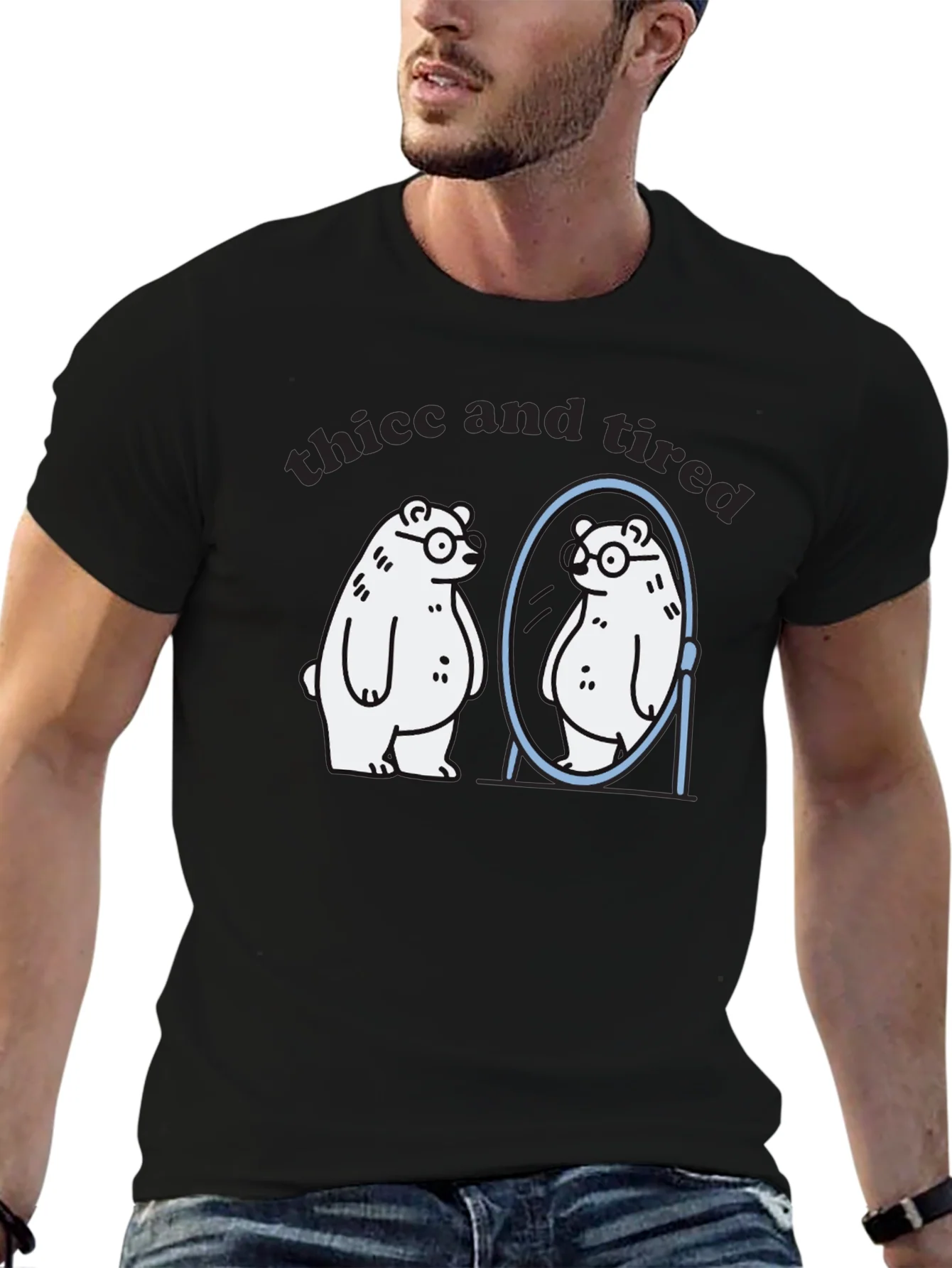 Thicc and Tired Bear T-Shirt - Funny Graphic Tee