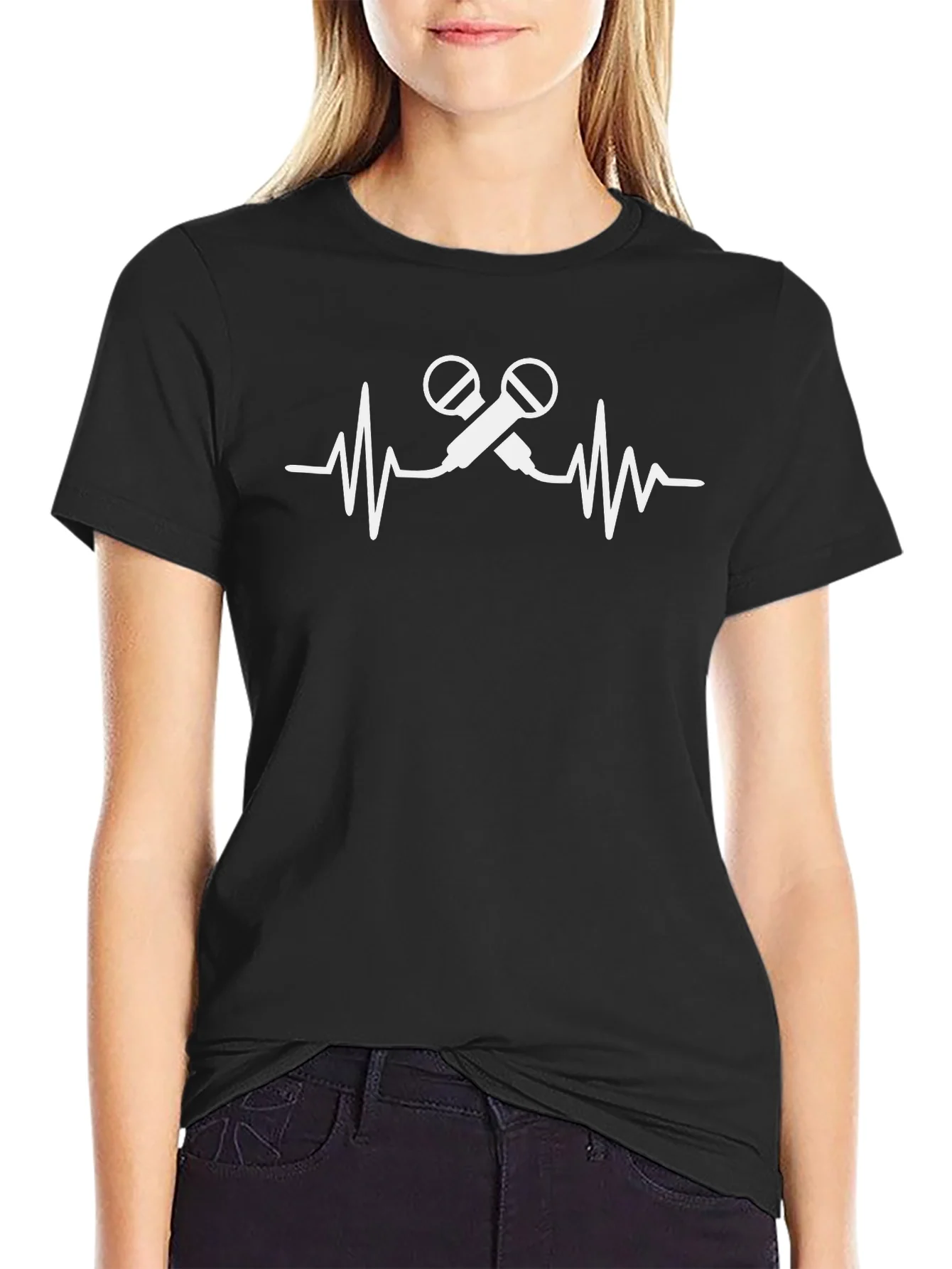 Microphone Heartbeat Black T-Shirt