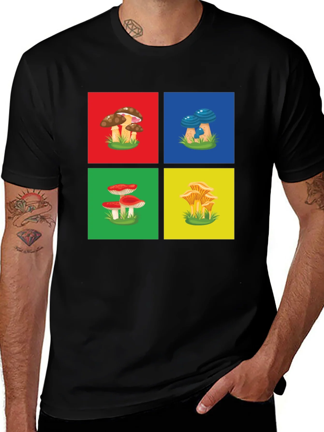 Mushroom Art Graphic T-Shirt - Funky Nature Tee
