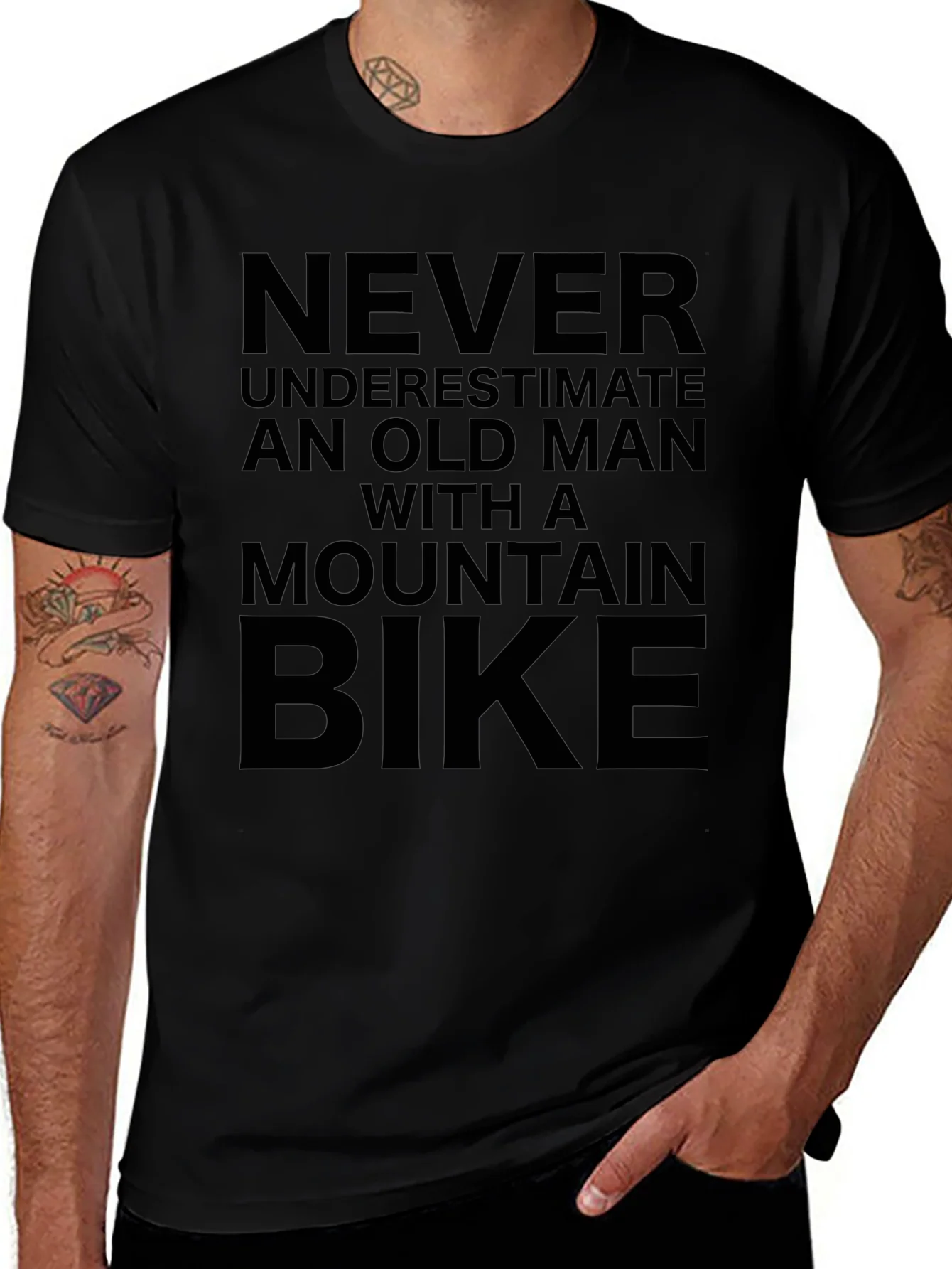 Never Underestimate Old Man Mountain Bike T-Shirt