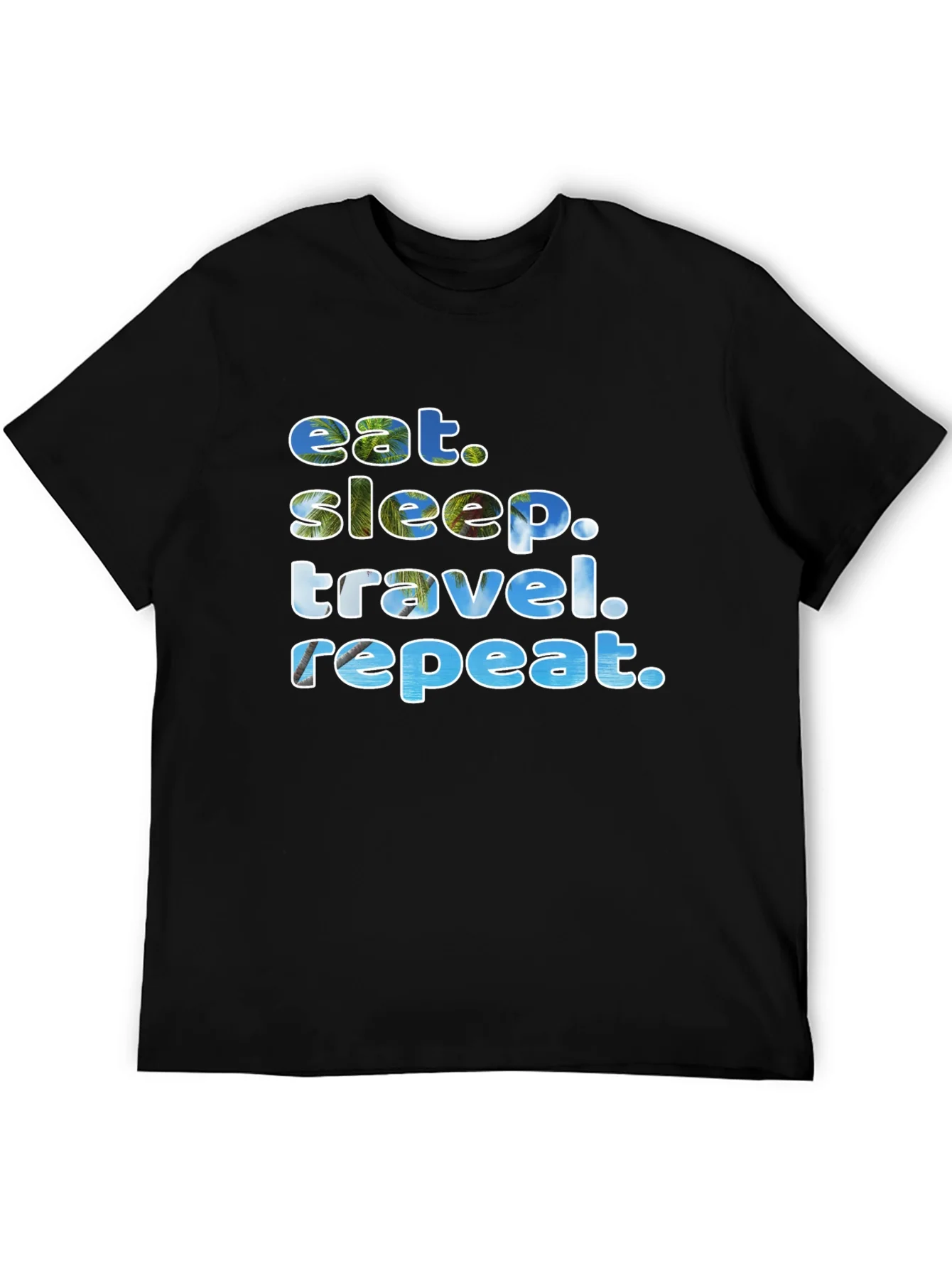 Eat Sleep Travel Repeat Black Graphic T-Shirt